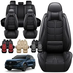For Honda CRV CR-V Car Seat Covers Waterproof Luxury Leather Cushion Protectors,5-Seats Front Rear Set, Fits 40/60 Split Rear Seat