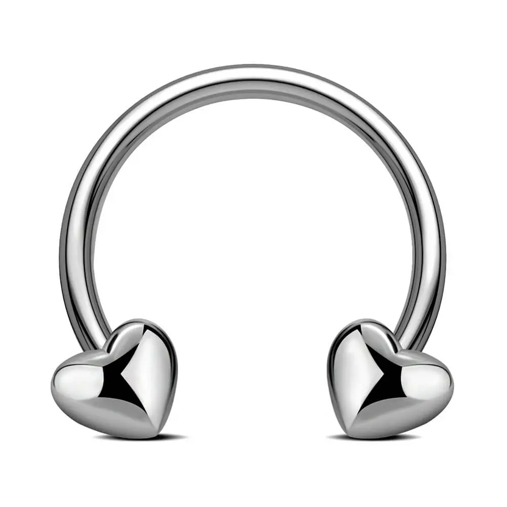 Oufer 16G Titanium Heart Shape Ends Horseshoe Circular Barbell