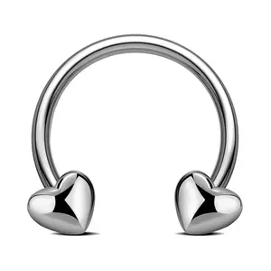 Oufer 16G Titanium Heart Shape Ends Horseshoe Circular Barbell