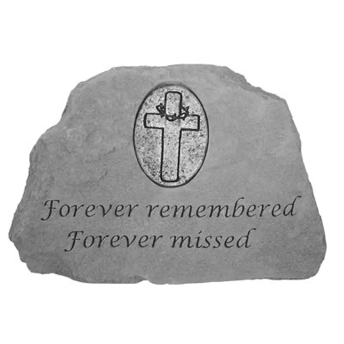 Kay Berry 9155 Forever Remembered & Missed Memorial Stone with Oval Cross Personalized Insert