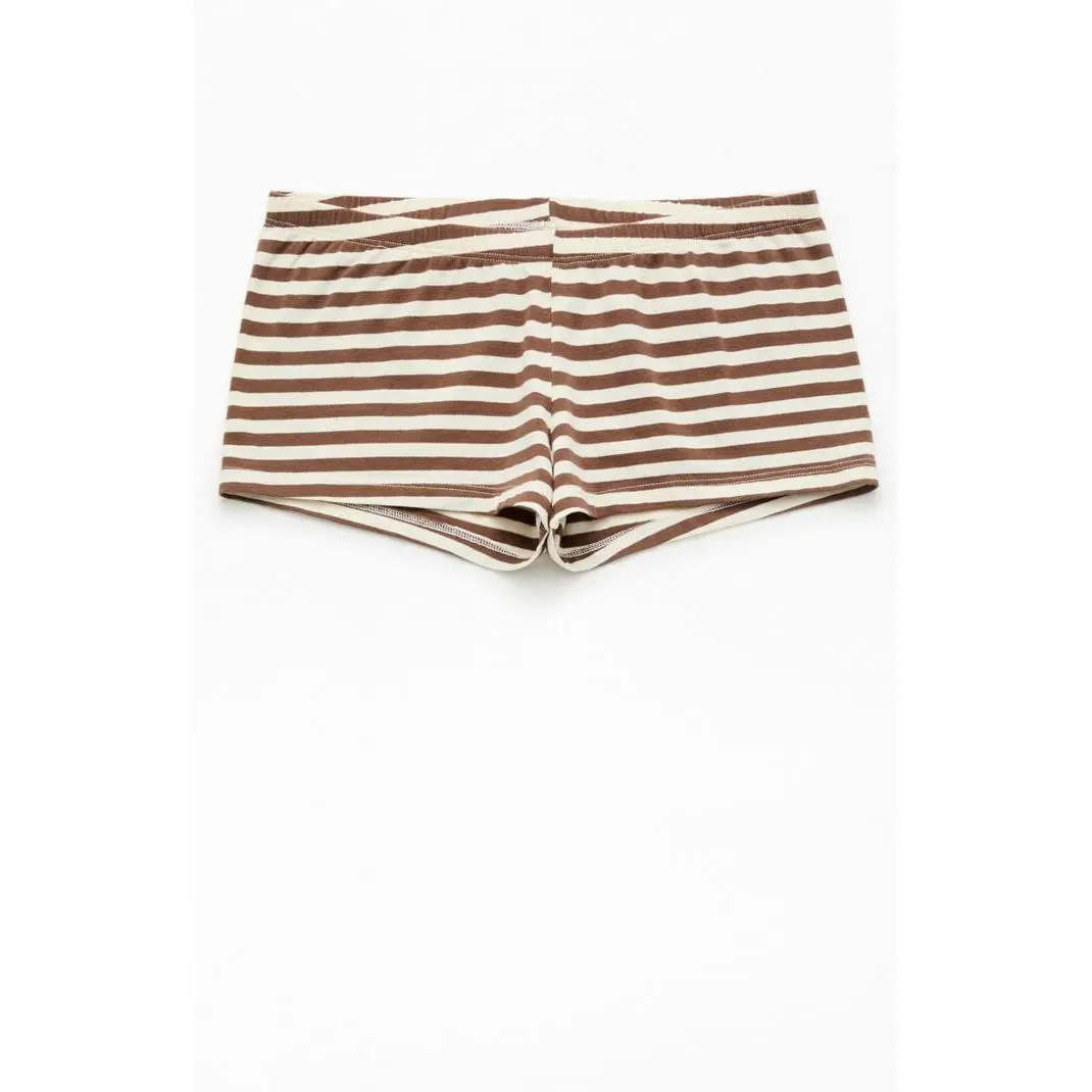John Galt Women's Brown Striped Boxer Boyshorts