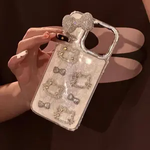 Resin Cat Bow Phone Case For iPhone 17 16 15 14 Plus 13 12 Pro Max—a Stylish, Creative, Niche, Cartoon-style, and Cute Protective Case