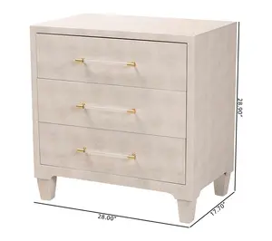 Baxton Studio Nira Beige Faux Shagreen Storage Cabinet