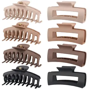 Hair Clips for Women 4.3 Inch Large Hair Claw Clips for Women Thin Thick Curly Hair, Big Matte Banana, Strong Hold jaw, Neutral Colors