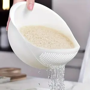 1pc Multi-Functional Kitchen Washing Basket Basin - Food-Safe Plastic with Drain Holes for Efficient Draining, Rinsing Rice, Vegetables & Fruits - Space-Saving Design for Small Kitchens & Dishwashing
