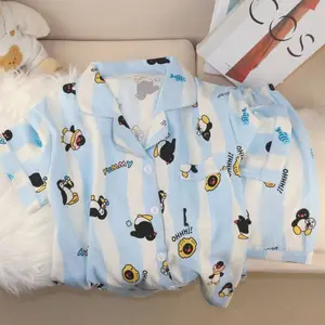 Pyjamas Set for Women Cloud Cotton Summer Short Sleeve Shorts Student Cute Penguin Loungewear 2 Piece Set Sleepwear Homewear GK2L