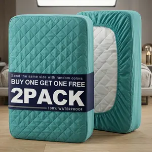 Buy One Get One Free NonSlip Waterproof Mattress Cover 2Pcs Any Color Random Solid Color Bedspread Deep Pockets Bed Bug Protector Bedding For Bedroom Guest Room