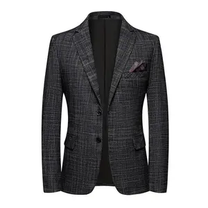 Men's Spring & Fall Single-Breasted Two-Button Suit Jacket, Blazer Suit, British Style Business Casual Fashion Outerwear, Men's Western Wind Coat
