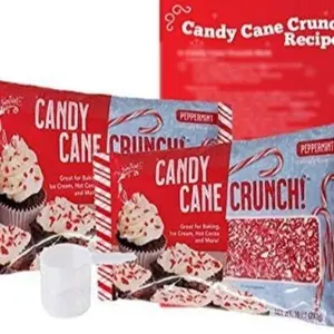 Candy Cane Peppermint Crunch - 2pk 10oz Bags, 1 Plastic Scoop, & 1 Recipe Card -  Christmas Edible Sprinkles Mix