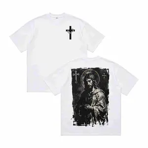 Jesus Christ Crown of Thorns Oversized Tee | Christian Faith Streetwear Aesthetic Vintage Jesus Christ Graphic Tee | 90s Christian Religious Streetwear