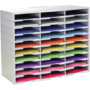 212 MAIN Stackable Literature Sorter, Gray, Stationery Organizer, File Rack Organizer