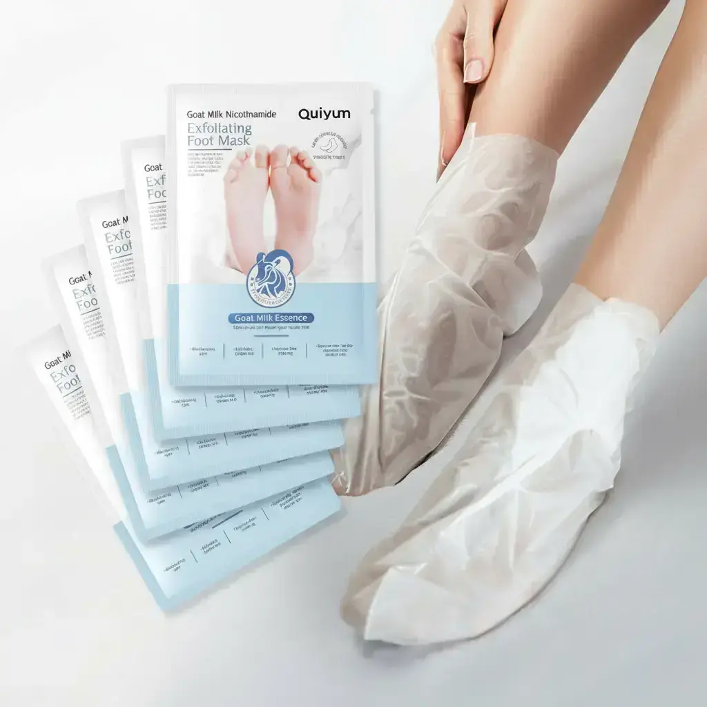 Goat Milk Niacinamide Hydrating Moisturizing Exfoliating Peeling Foot Mask, 5 Counts/set Dead Skin Removal For Feet Mask, Callus Removing Product, Foot Hard Skin Removing Mask, Pedicure Foot Care Products Moisturizer