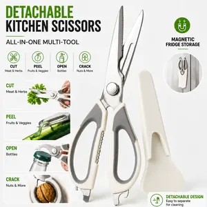 Detachable Multi-Function Kitchen Scissors - High Precision Cutting, Magnetic Fridge Storage, Peeler, Removable Design for Easy Cleaning & Daily Kitchen Use