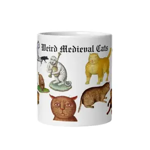 [Sale up to 30%] + [FREE SHIP] Weird Medieval Cats Mug - Funny Ugly Cats Coffee Cup - Cat Lover Gift - Renaissance Art & Marginalia Mug - Medieval Animals & Royal Pets, Reusable Travel Mug Portable for Outdoor Sports & Car Use