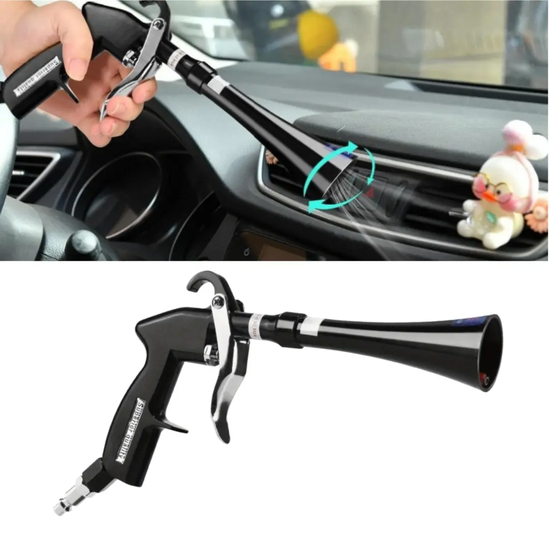Handheld Dry Cleaning Blower Gun Power Tool - Adjustable Airflow Nozzle, Portable Design, Pressure-Driven Quick Dirt Removal, Black, Air Compressor Compatible