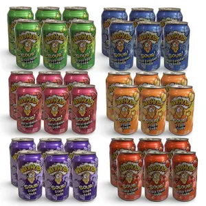 Warheads Flavored Soda Drinks 6 Cans, Choose Flavor or Variety Pack Sour Candy Inspired Soda