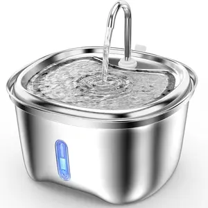 Water Fountain Stainless Steel, 120 oz/3.5 L Pet Water Fountain for Cats Indoor, Automatic  Fountains for Drinking,  Water Fountain with Replacement Filters, Ultra-Quiet, Water Level Window