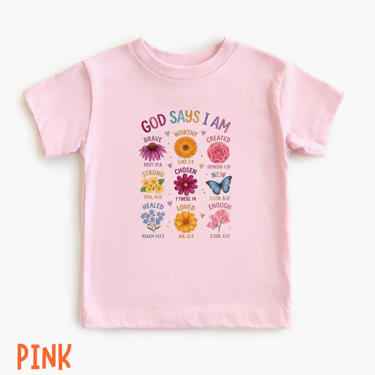 God Says I Am Flower Girl T-Shirt, Christian Toddler Tee, Bible Verse Girls Shirt, Floral Faith Affirmation Gift