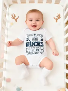 Newborn Baby Boy Girl Onesie Bodysuit, Letter Print Short Sleeve Romper, Unisex Infant Jumpsuit, Comfortable and Cute Newborn