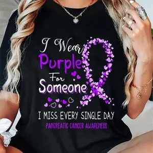 100% Cotton I Wear Purple For Someone Pancreatic Cancer Awareness T-Shirt Shirt