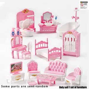 Dollhouse Furniture Set 1:12 Scale, Miniature Furniture, Mini Plastic House, Role Play Set, Bedroom Living Room, Perfect Gift for Boys & Girls