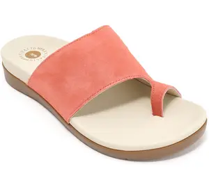 Revitalign Orthotic Suede Toe-Loop Sandals - Sandbridge, Size 9-1/2 Medium, Sienna