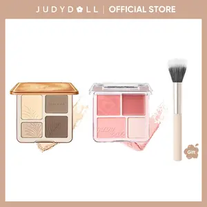 JUDYDOLL All-in-One Contour & Highlighter & Blush Set, With Brush, Face Sculpting Palette, Powder & Cream Formulas, Long-Lasting Wear, Travel-Friendly, Makeup, Cosmetics, Holiday Gift Set​, Valentines Day Gift, New Year, Merry Gift