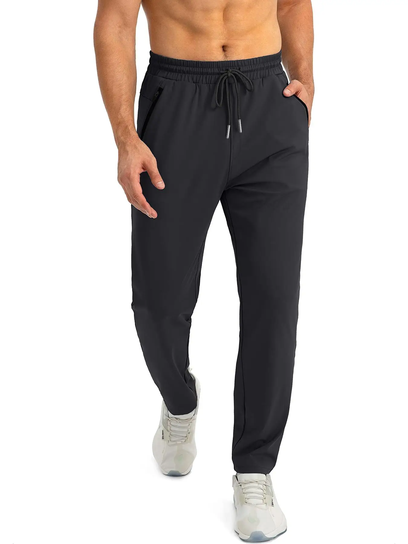 Men's Solid Zipper Pocket Drawstring Waist Pants, Regular Fit Casual Comfy Breathable Trousers, Pants for Men, Men's Bottoms for Summer Daily Wear, Su