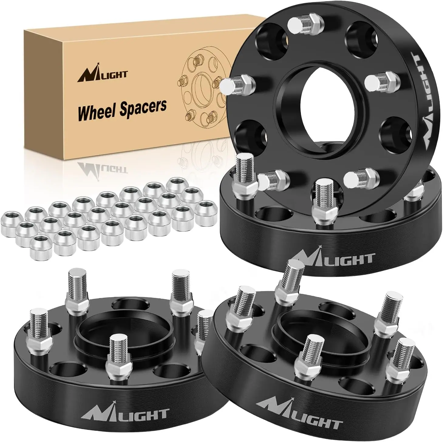 Nilight Aluminum Hubcentric Wheel Spacers Set Pack, Car Accessory for Ram Trucks (2012-2018 1500 2WD-4WD, 2019 1500 Classic) - 5x5.5/5x139.7mm, 1.5in, 77.8mm Hub Bore, M14x1.5 Threads, 4pcs, Clearance Fix, Aggressive Look, Enhances Cornering Stability, 20