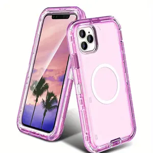 Strong Magnetic Case for iPhone 11-15 Series Case with Magsafe [3-Layer Military-Grade Drop Protection] Shockproof Hard Back Cover for iPhone Case