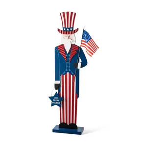 Glitzhome 40" Patriotic God Bless America Uncle Sam Porch Sign