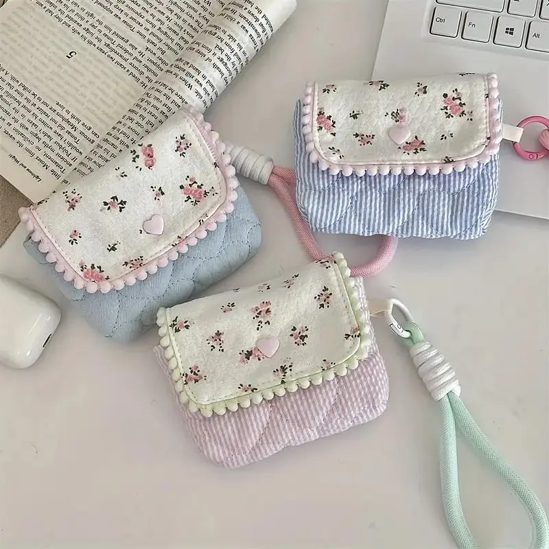 Portable Small Floral Storage Bag, Travel Coin Purse, Cosmetic Pouch, Compact Organizer for Cosmetics & Small Items, Ideal for Daily Use