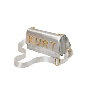 New Fashion Casual Custom Letter Metal Buckle Crossbody Shoulder Bag, Modern Solid PU Material, All Season Accessory for Women
