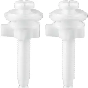 Toilet Seat Screws Replacement Plastic Toilet Seat Hinge Bolt Screws with Plastic Nuts and Washers Parts Kit for Fixing the Top Toilet Seat, White (2 Pieces)