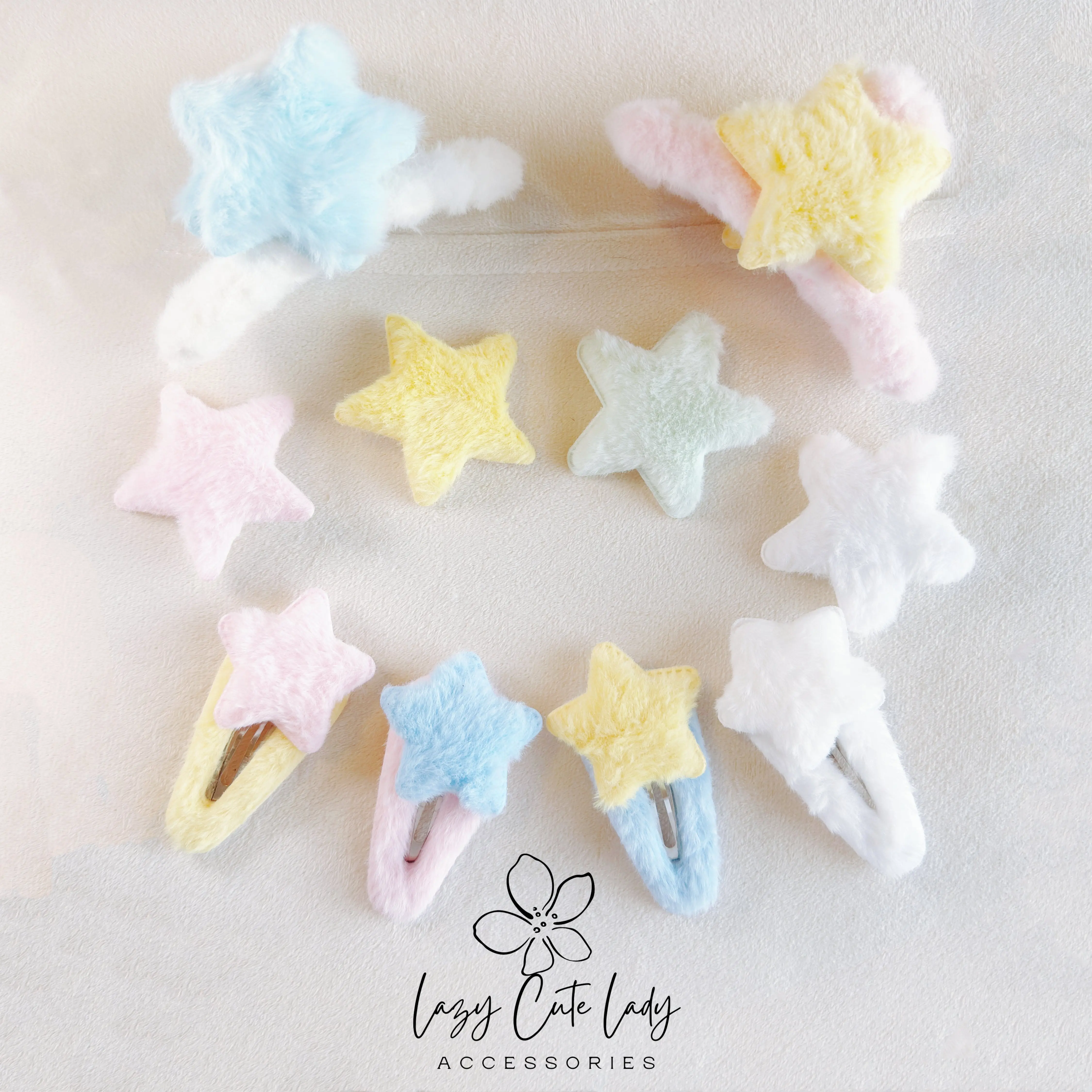 Plush Star Hair Accessories Series - Hair clips- Hair Claw - Star clips - for girl for women
