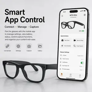 AI smart glasses equipped with an 8-megapixel camera, video recording glasses with stability function, support for real-time AI translation of language, object recognition, dual speaker stereo music playback, real-time wireless communication