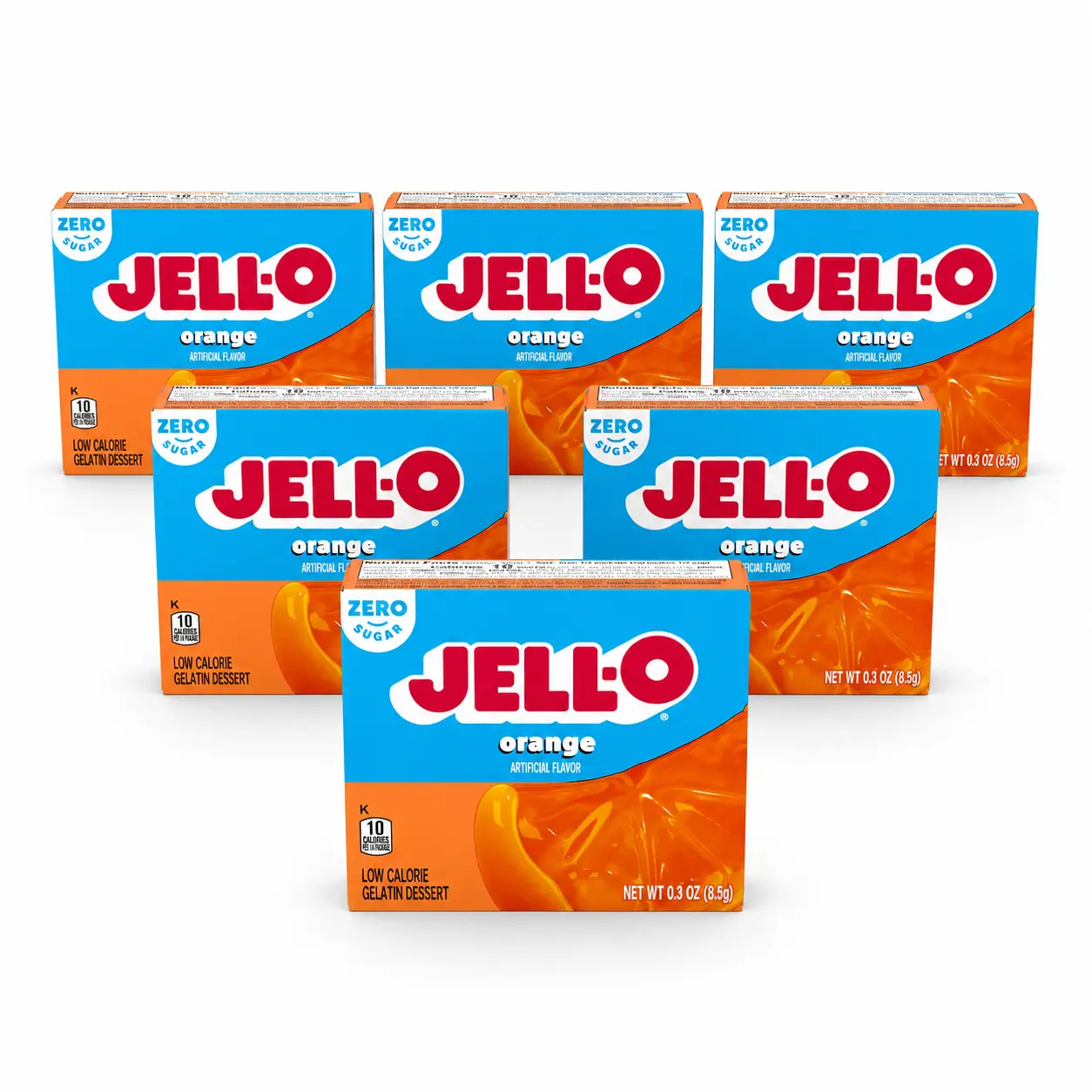 Jell-O Zero Sugar Gelatin Dessert Mix Orange 0.30 oz (Pack of 6)