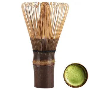 Handcrafted Golden Bamboo Matcha Whisk, Traditional Japanese Chasen Matcha Stirrer, Durable Bamboo Material, 100 Prongs Design, Tea Making Tools