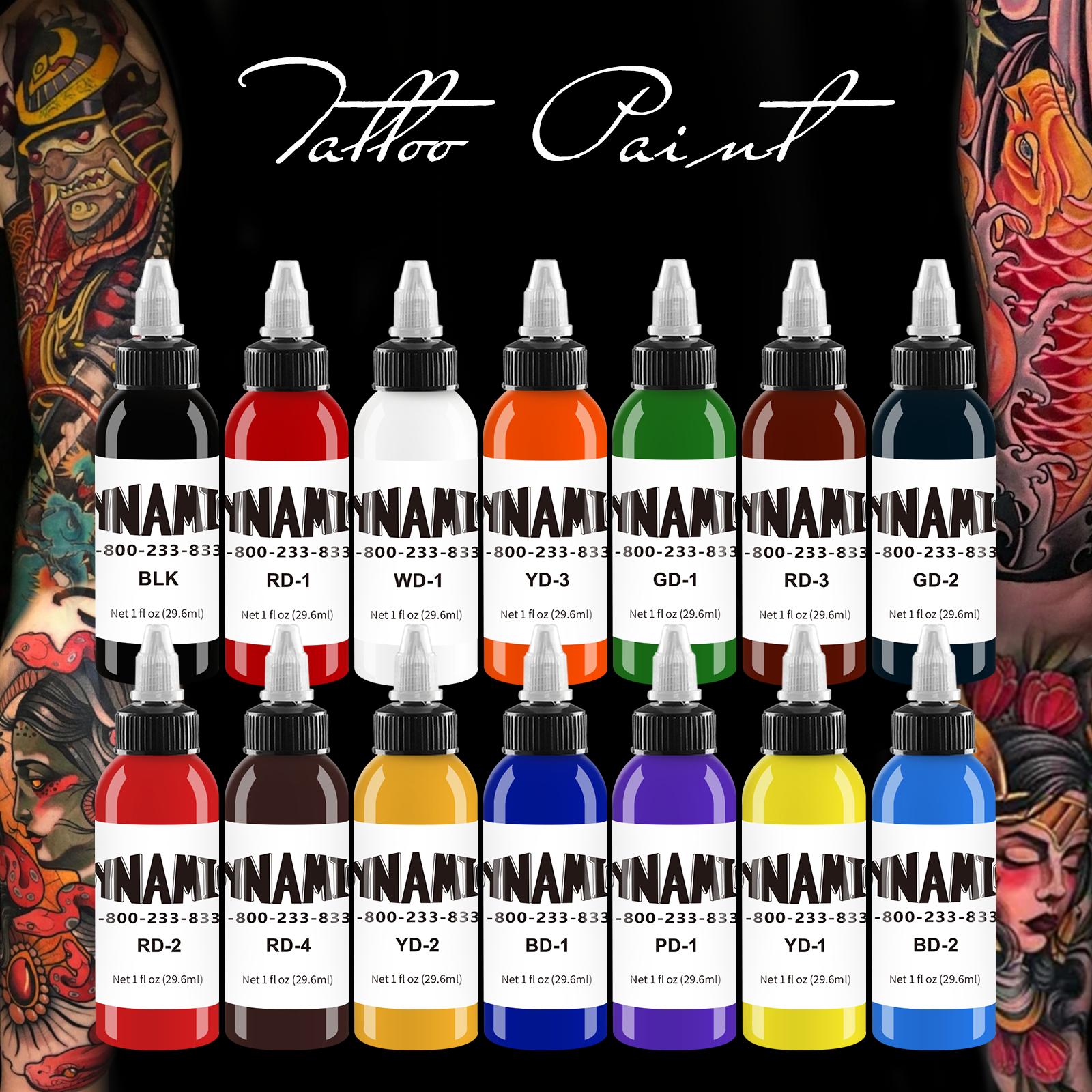 Professional Tattoo Ink Set 14 Colors 1OZ (30ml)Vegan-Friendly Pigment Tattoo Ink Supplies Ink, Smooth Application for Professional &Beginner Tattoo Artists, Safe Plant-BasedIngredients, Quick Coloring & Fade-Resistant