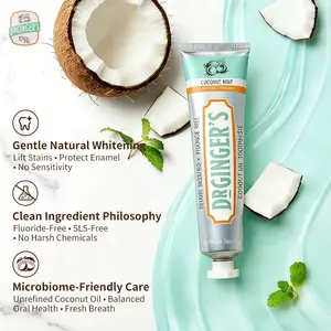 Dr Ginger's White Charcoal Toothpaste with Organic Coconut Oil for Extra Whitening & Reduced Sensitivity- Fluoride-Free Formula for a Brighter Smile & Healthy Oral Microbiome Great Taste Dentist Designed