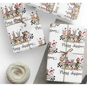 Christmas Dog Wrapping Paper, Cute Holiday Gift Wrap, Festive Pet Lover Paper