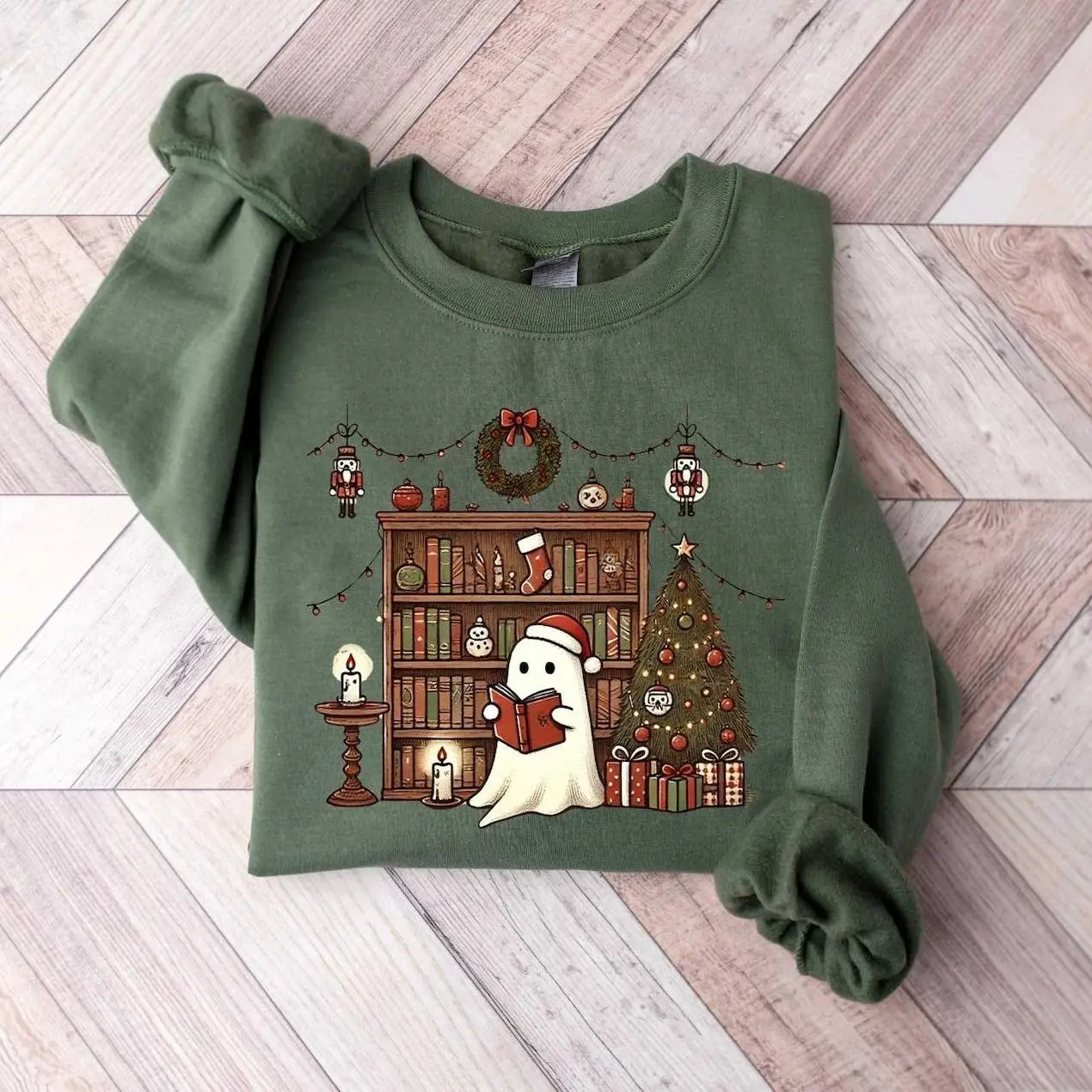 Christmas Ghost Book Sweatshirt, Cute Christmas Ghost Sweater, Ghost Reading Book,Christmas Books Shirt,Christmas Ghost,Christmas Gifts Book
