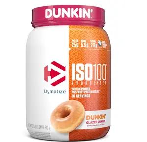 Dymatize ISO100 Hydrolyzed Whey Isolate Protein Powder, Dunkin' Glazed Donut, 20 Servings