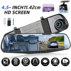 Rearview Mirror Dash Cam, Dual Lens 1080P Front And Rear Camera, Built-In Display Screen, Night Vision, Parking Mode, Loop Recording, For Cars, Trucks, SUVs-Holiday Gift