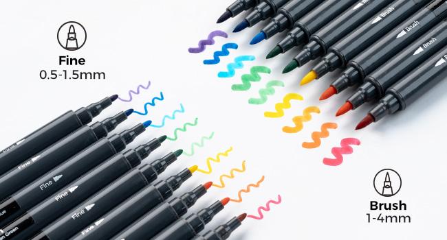 Ohuhu Water Based Art Marker Set Bundles: Fine & Brush Dual Tips - 80-colors with 72-sheet Coloring Book - Art Marker Set Bundles with 100% Bleed-proof Pages - Art Marker Set Bundles of Ohuhuart
