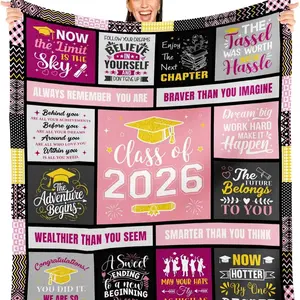 Graduation Gift Blanket 2026, Inspirational Quotes for High School & College Graduates, Unique Memorial Souvenir, Dorm Decor