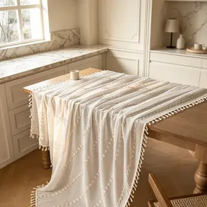 1 Piece Tablecloth, Embroidered Fringe Cutout American Style, Square Dining Table, Dustproof, Insulating, Table Cover