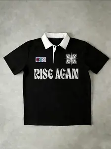 "RISE AGAIN" Nautical Star Vintage Polo - Black and White, Retro Atmosphere  Star Emblem + Vintage Font, High-Quality Cotton, Collar Design. A Must-Have for Lovers of Retro and Power Styles. # RiseAgainNauticalPolo #AmericanRetroStyle