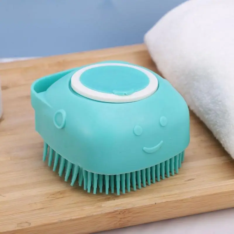Silicone Bath Brush with Shampoo Dispenser for Pets, Pet Bath Soap Dispenser Massaging Brush with Soft Bristles for Dogs and Cats, Dog Stuff, Dog Gr