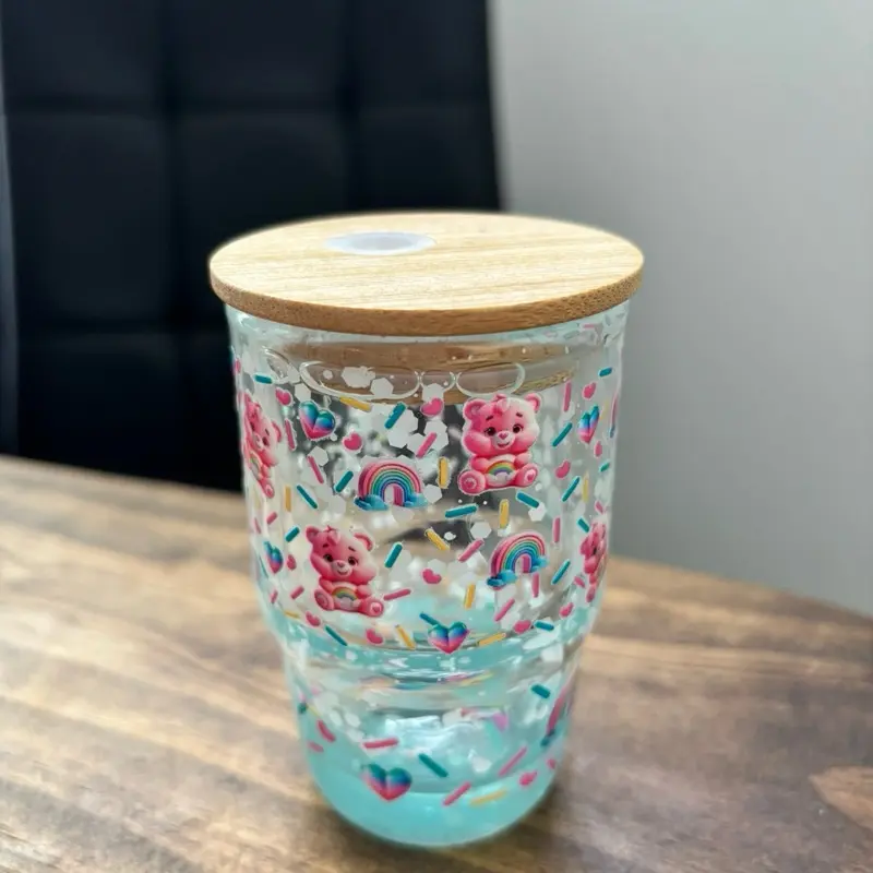 Rainbow Bear Shot Glass with Bamboo Lid | Cute Pastel Drinkware | Kawaii Shot Glass | Colorful Party Favor | Gift for Her